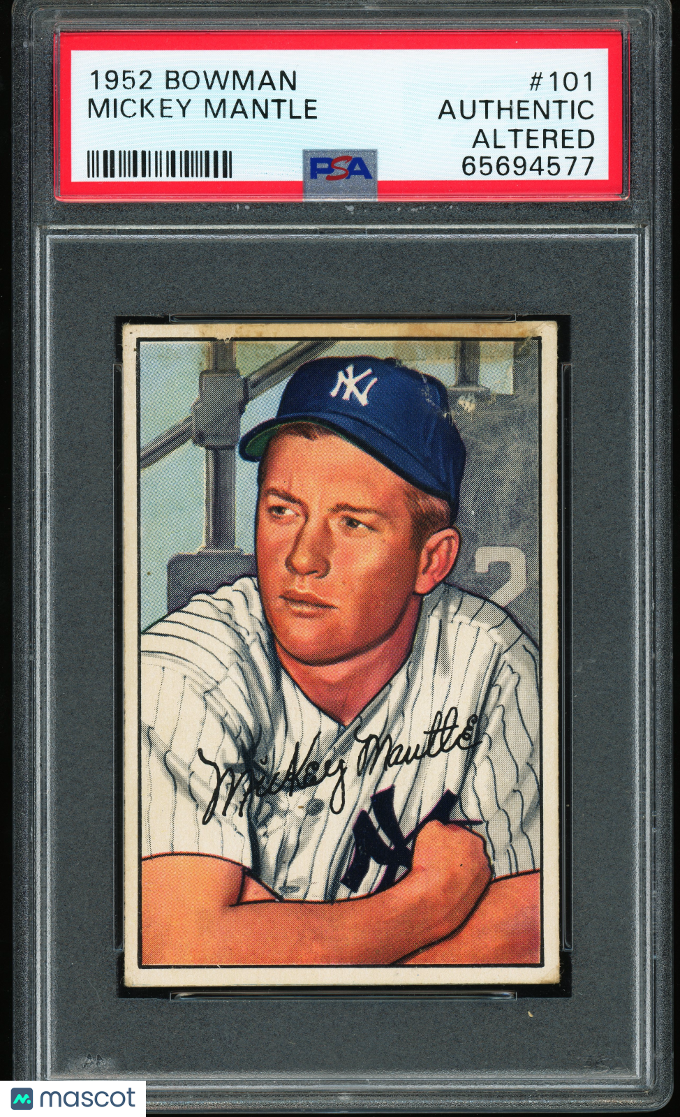 1952 Bowman #101 Mickey Mantle PSA Authentic Nice Eye Appeal