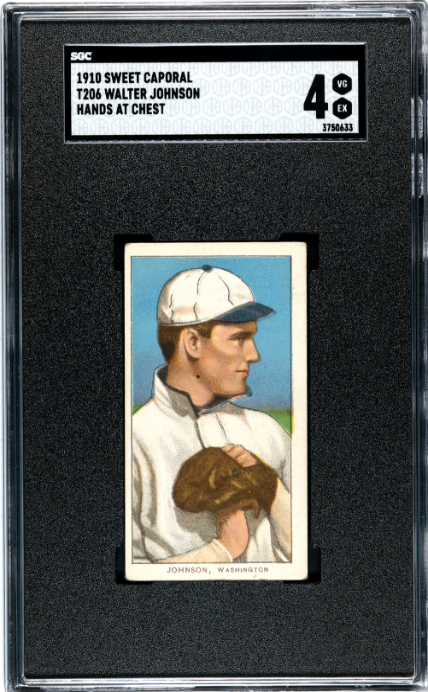 1910 T206 Sweet Caporal 350/30 Walter Johnson Hands at Chest SGC 4 VG-EX