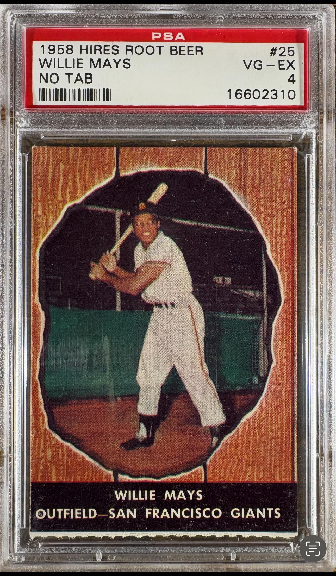 1958 Hires Root Beer #25 Willie Mays PSA 4 VG-EX