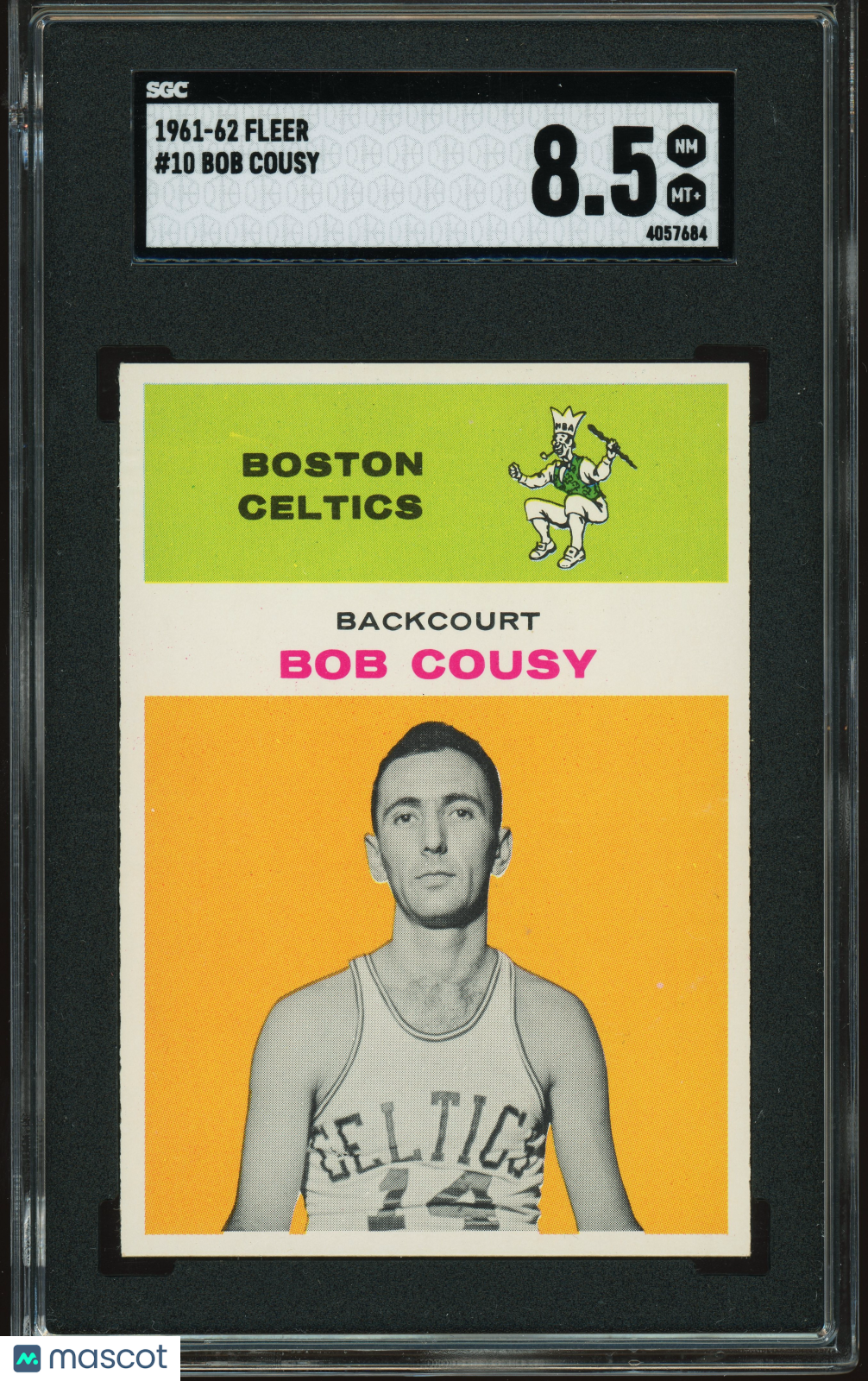 1961 Fleer #10 Bob Cousy SGC 8.5 NM-MT+ High Grade STUNNING