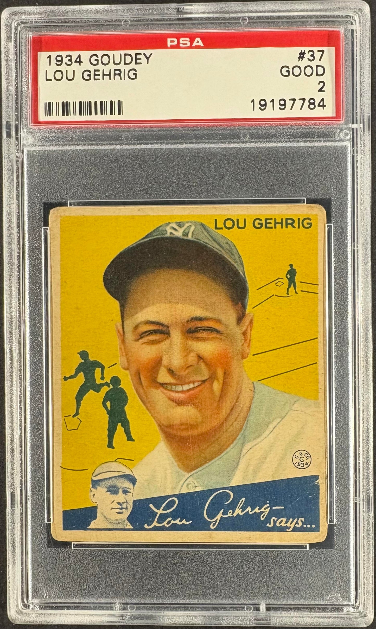 1934 Goudey (R320) #37 Lou Gehrig PSA 2 GD Well Centered