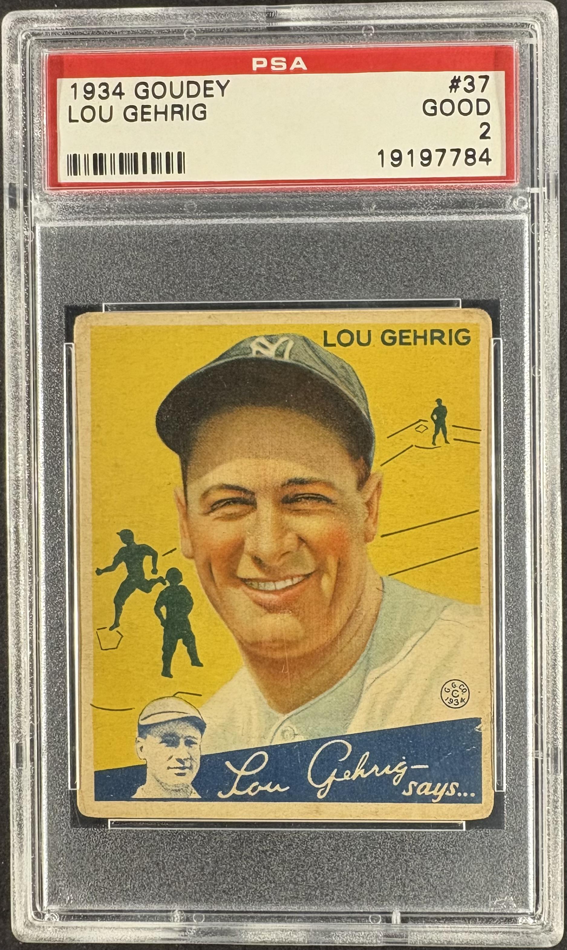 1934 Goudey (R320) #37 Lou Gehrig PSA 2 GD Well Centered