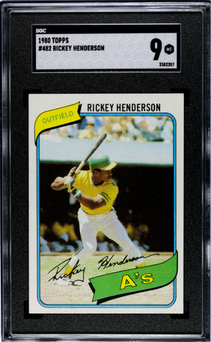 1980 Topps #482 Rickey Henderson RC Rookie SGC 9 MINT Well Centered