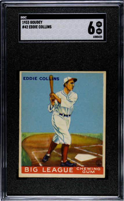 1933 Goudey #42 Eddie Collins SGC 6 EX-NM SHARP + Nice Color