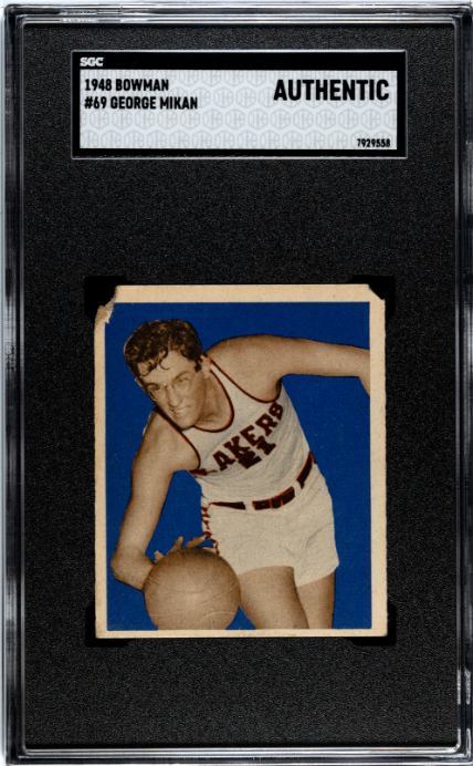 1948 Bowman #69 George Mikan RC Rookie SGC Authentic CREASE FREE Nice Color