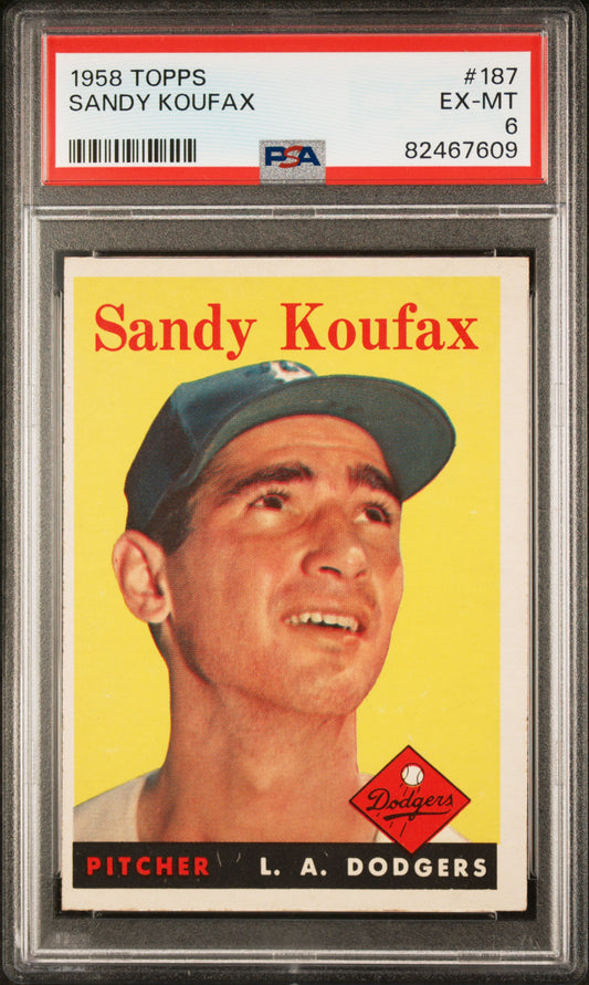 1958 Topps #187 Sandy Koufax PSA 6 EX-MT SHARP New Label