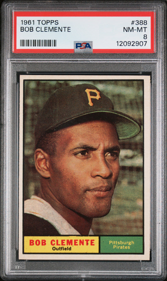 1961 Topps #388 Bob Roberto Clemente PSA 8 NM-MT High Grade