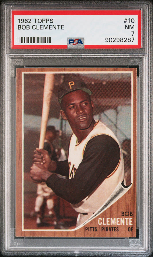 1962 Topps #10 Bob Roberto Clemente PSA 7 NM Near Mint High Grade New Label