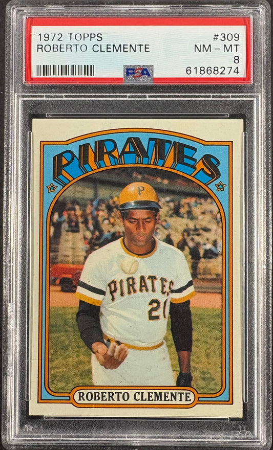 1972 Topps #309 Roberto Clemente PSA 8 NM-MT High Grade Well Centered New Label