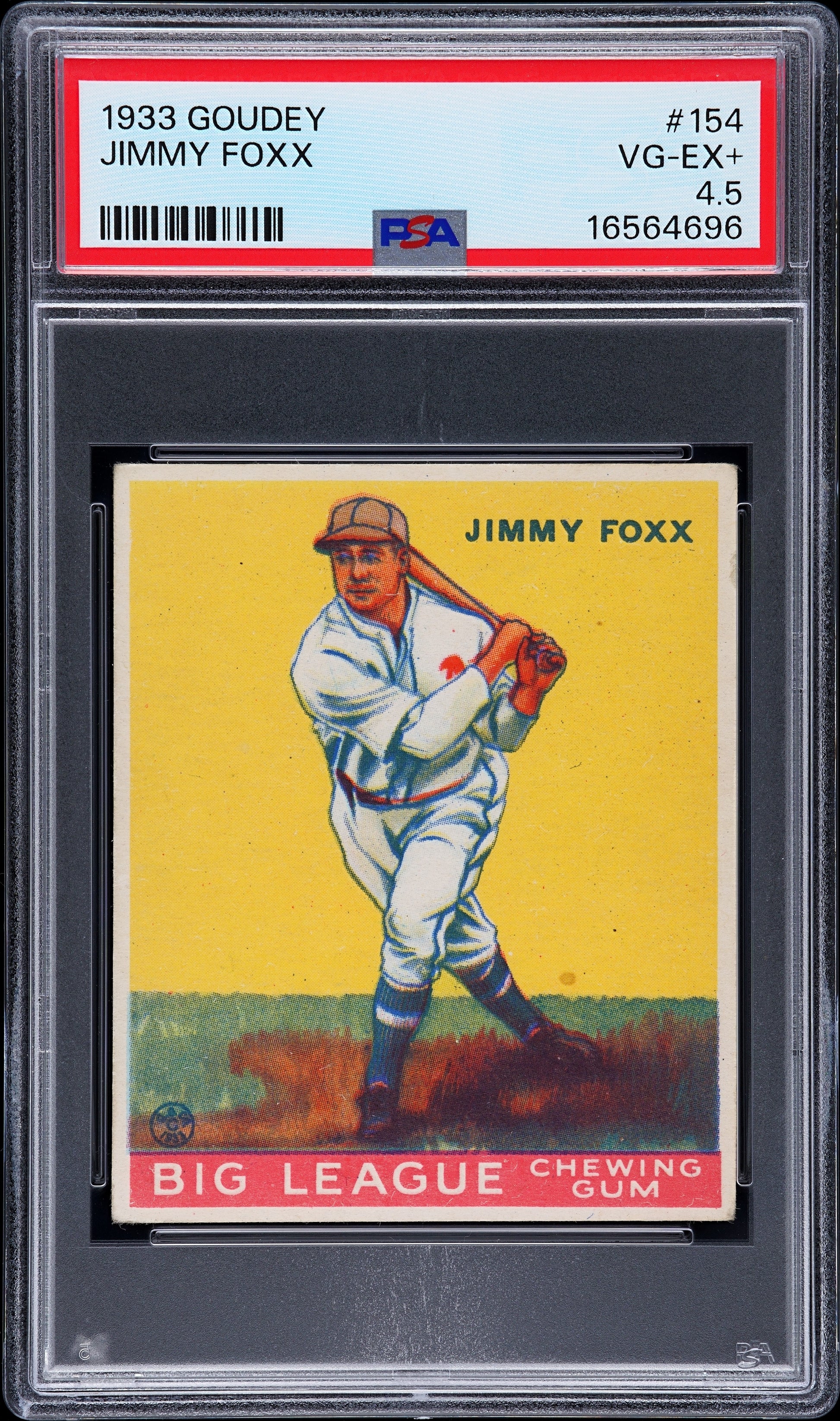1933 Goudey #154 Jimmy Jimmie Foxx PSA 4.5 VG-EX Nice Eye Appeal CENTERED