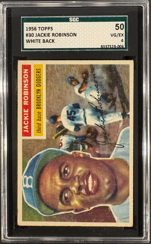 1956 Topps #30 Jackie Robinson White Back SGC 4 VG-EX CENTERED