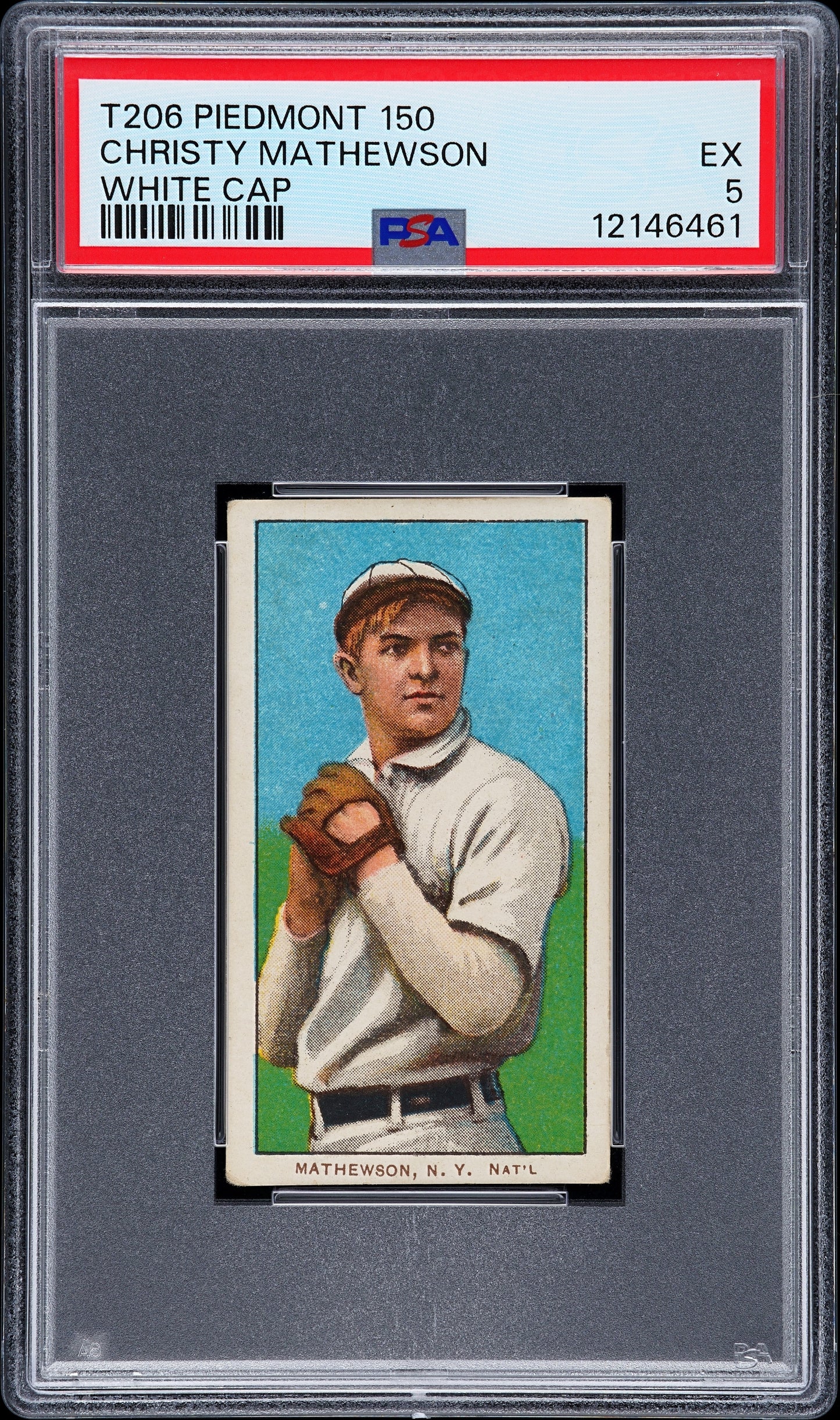 1909 T206 Piedmont 150 Christy Mathewson White Cap PSA 5 EX Nice Eye Appeal