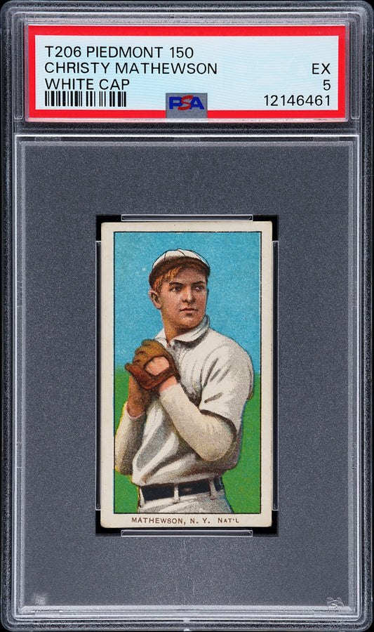 1909 T206 Piedmont 150 Christy Mathewson White Cap PSA 5 EX Nice Eye Appeal