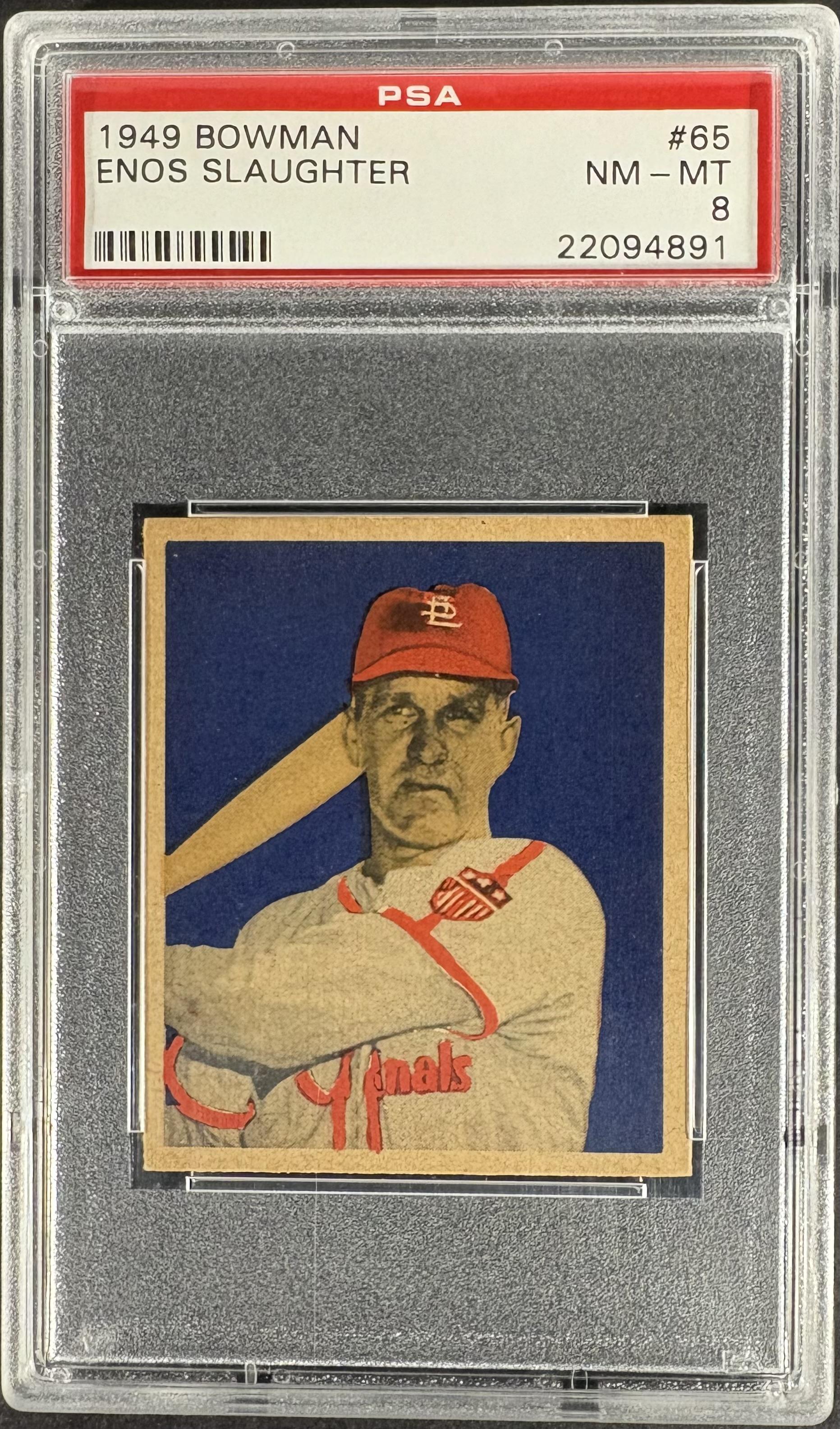 1949 Bowman #65 Enos "Country" Slaughter PSA 8 NM-MT High Grade