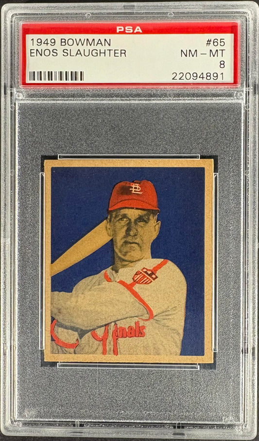 1949 Bowman #65 Enos "Country" Slaughter PSA 8 NM-MT High Grade