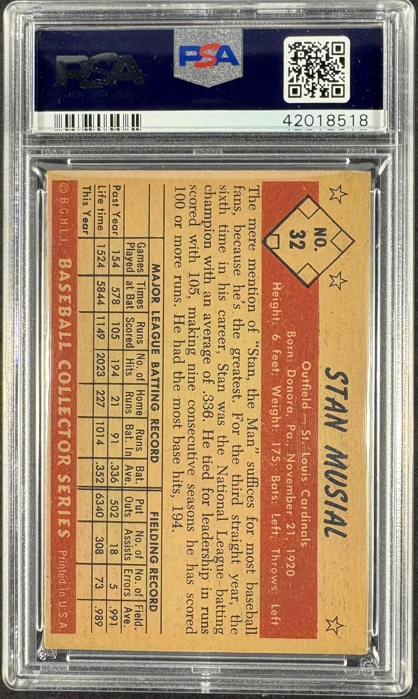 1953 Bowman Color #32 Stan Musial PSA 5 EX New Label