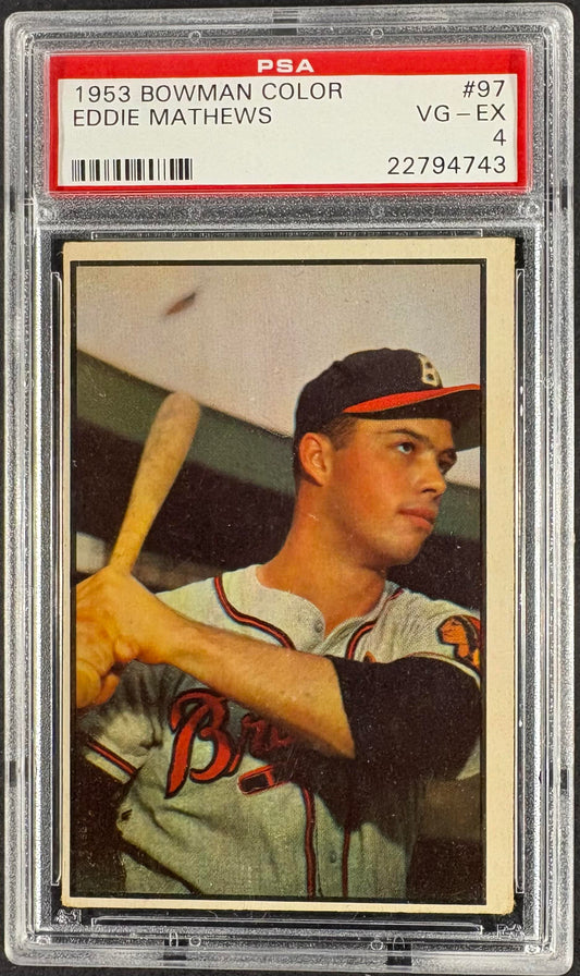 1953 Bowman Color #97 Ed Eddie Mathews PSA 4 VG-EX