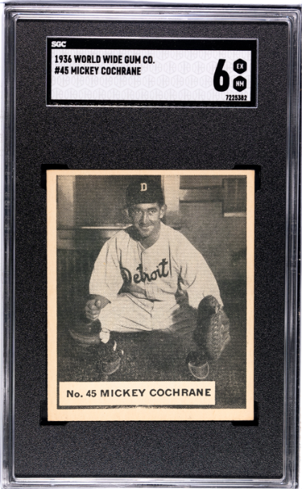 1936 Canadian World Wide Gum Co. #45 Mickey Cochrane SGC 6 EX-NM HIGHEST GRADED