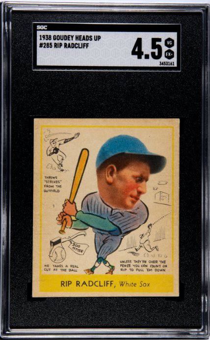 1938 Goudey Heads Up #285 Rip Radcliff SGC 4.5 VG-EX+