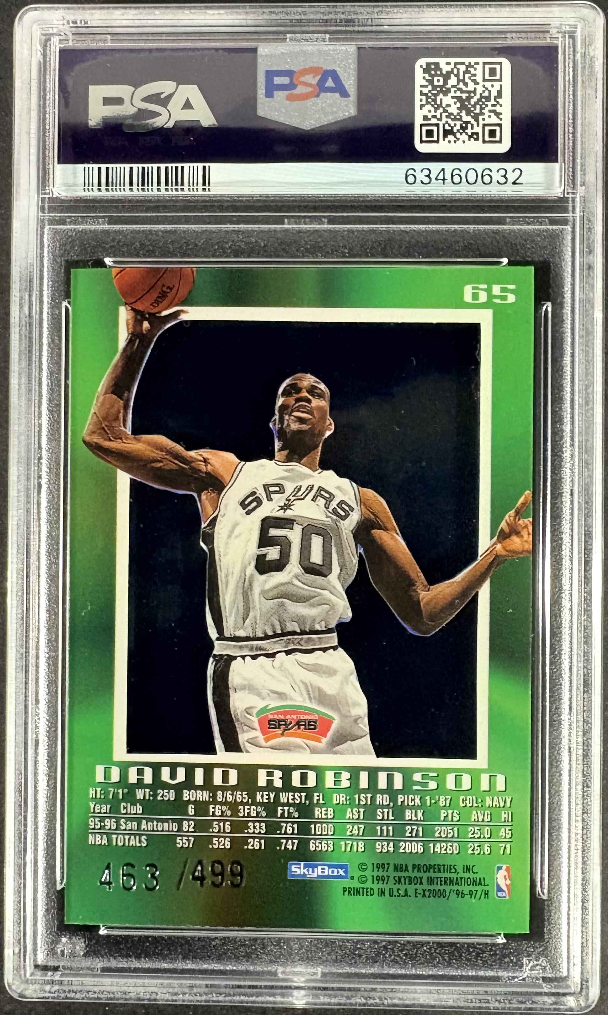 1996-97 E-X2000 #65 David Robinson Credentials PSA 9 #/499 MINT
