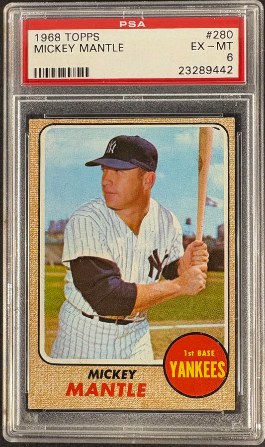 1968 Topps #280 Mickey Mantle PSA 6 EX-MT