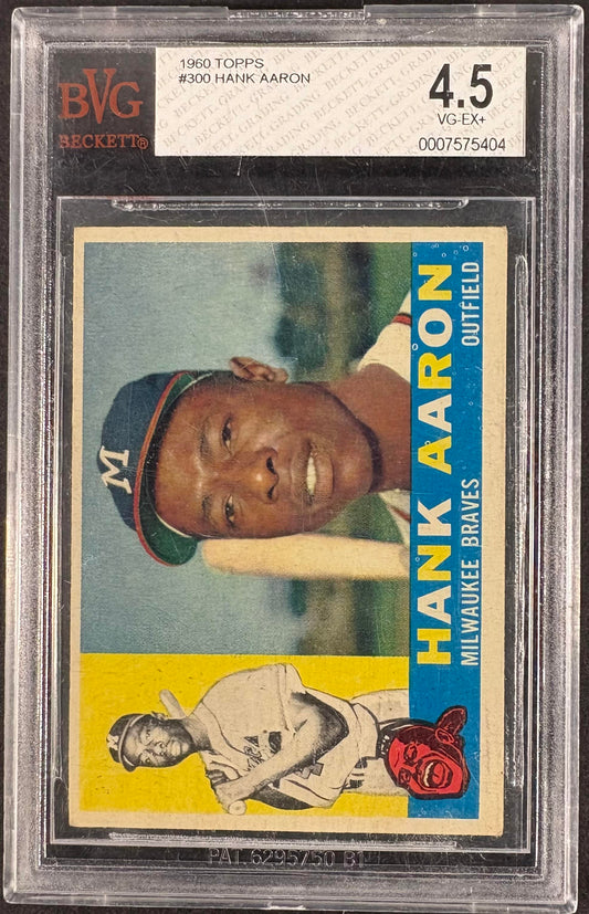 1960 Topps #300 Hank Aaron BVG 4.5 VG-EX+