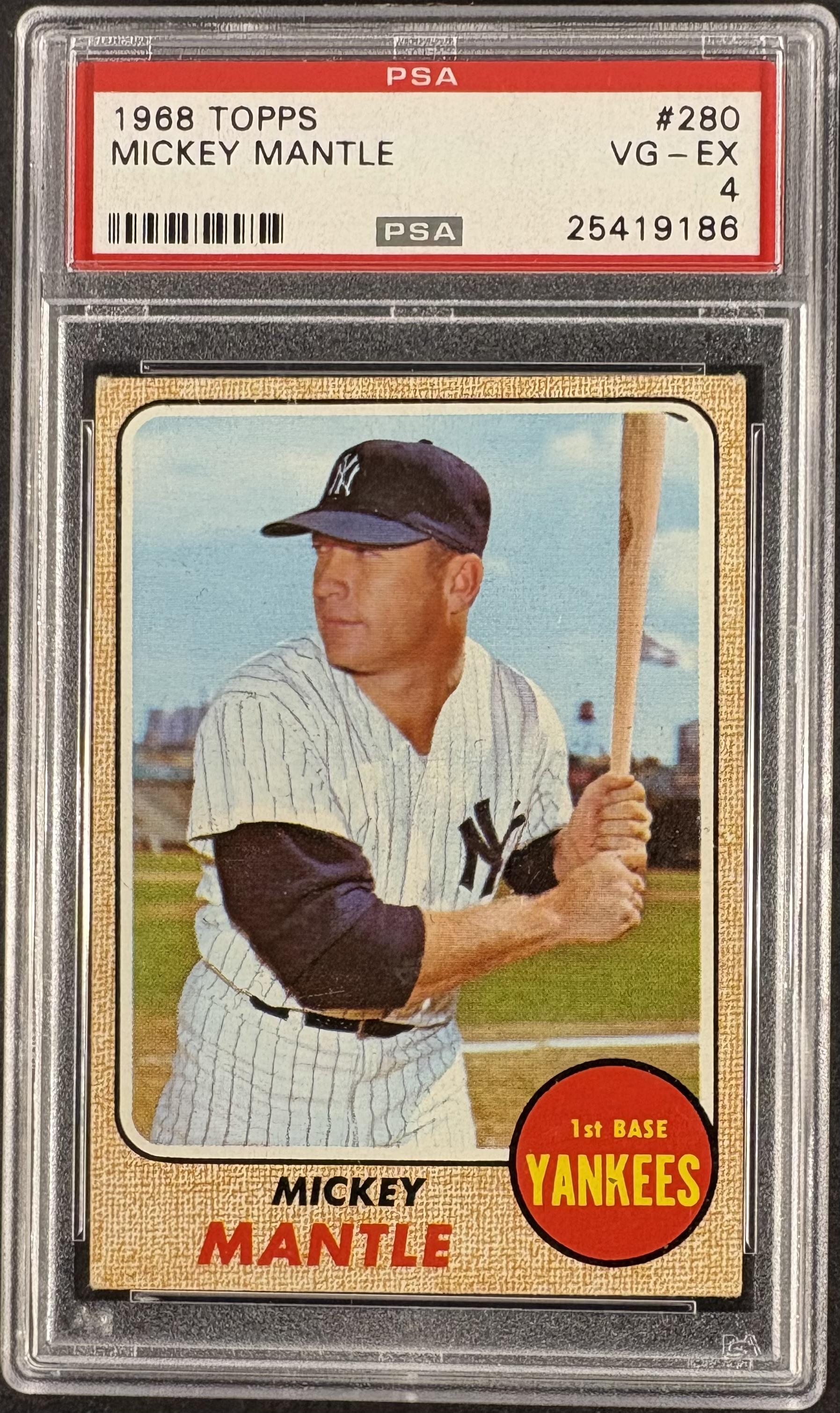 1968 Topps #280 Mickey Mantle PSA 4 VG-EX Well Centered