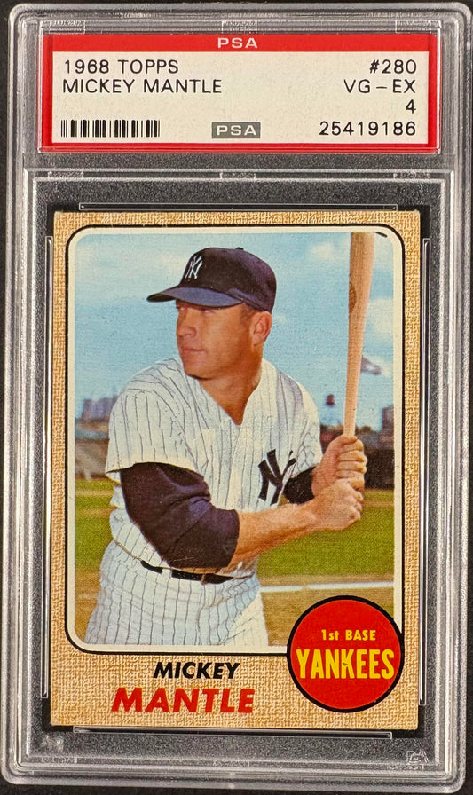 1968 Topps #280 Mickey Mantle PSA 4 VG-EX Well Centered