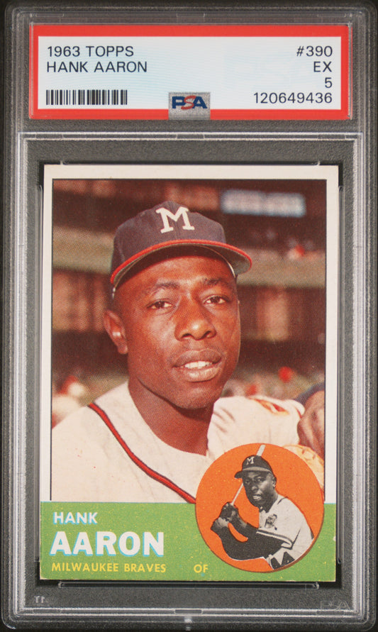 1963 Topps #390 Hank Aaron PSA 5 EX New Label