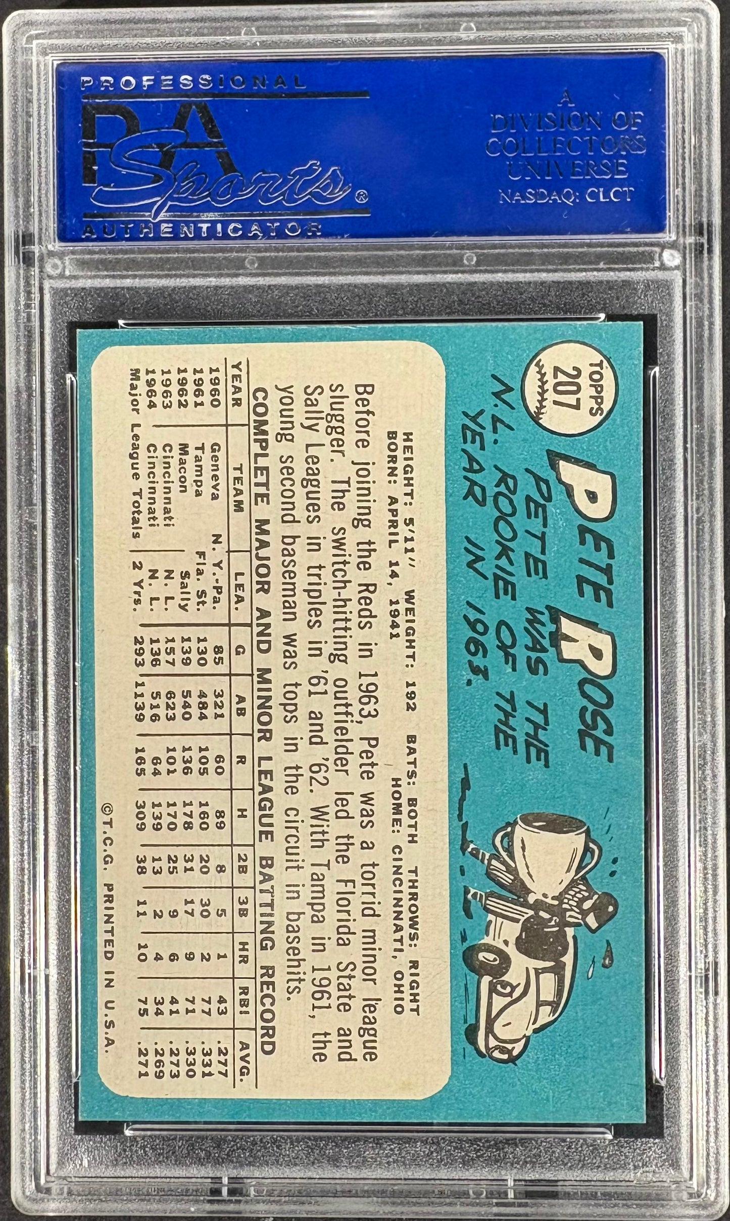 1965 Topps #207 Pete Rose PSA 9 MINT High Grade Well Centered