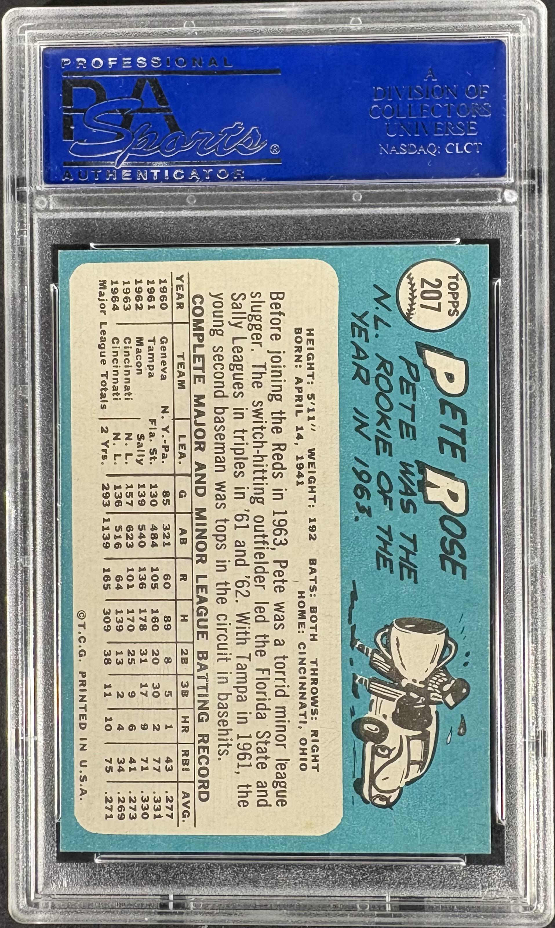 1965 Topps #207 Pete Rose PSA 9 MINT High Grade Well Centered