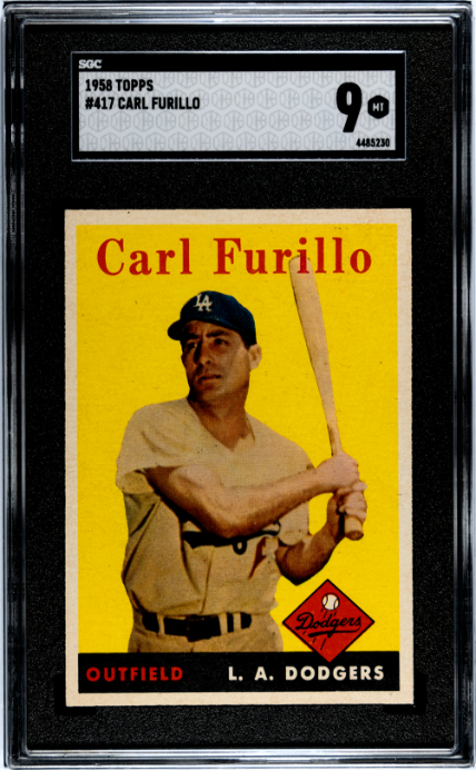 1958 Topps #417 Carl Furillo SGC 9 MINT High Grade