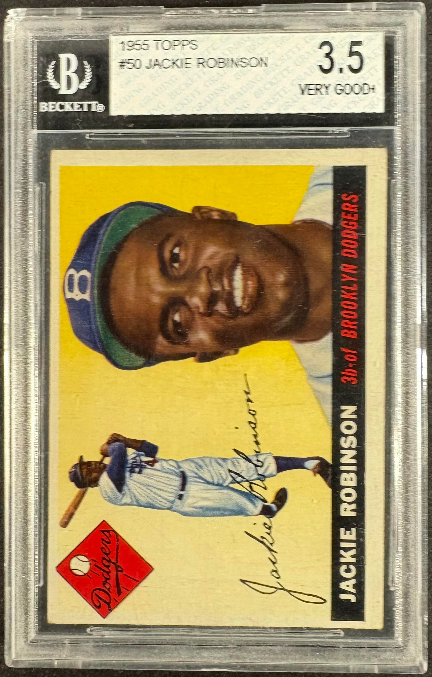 1955 Topps #50 Jackie Robinson BGS 3.5 VG+ Nice Color
