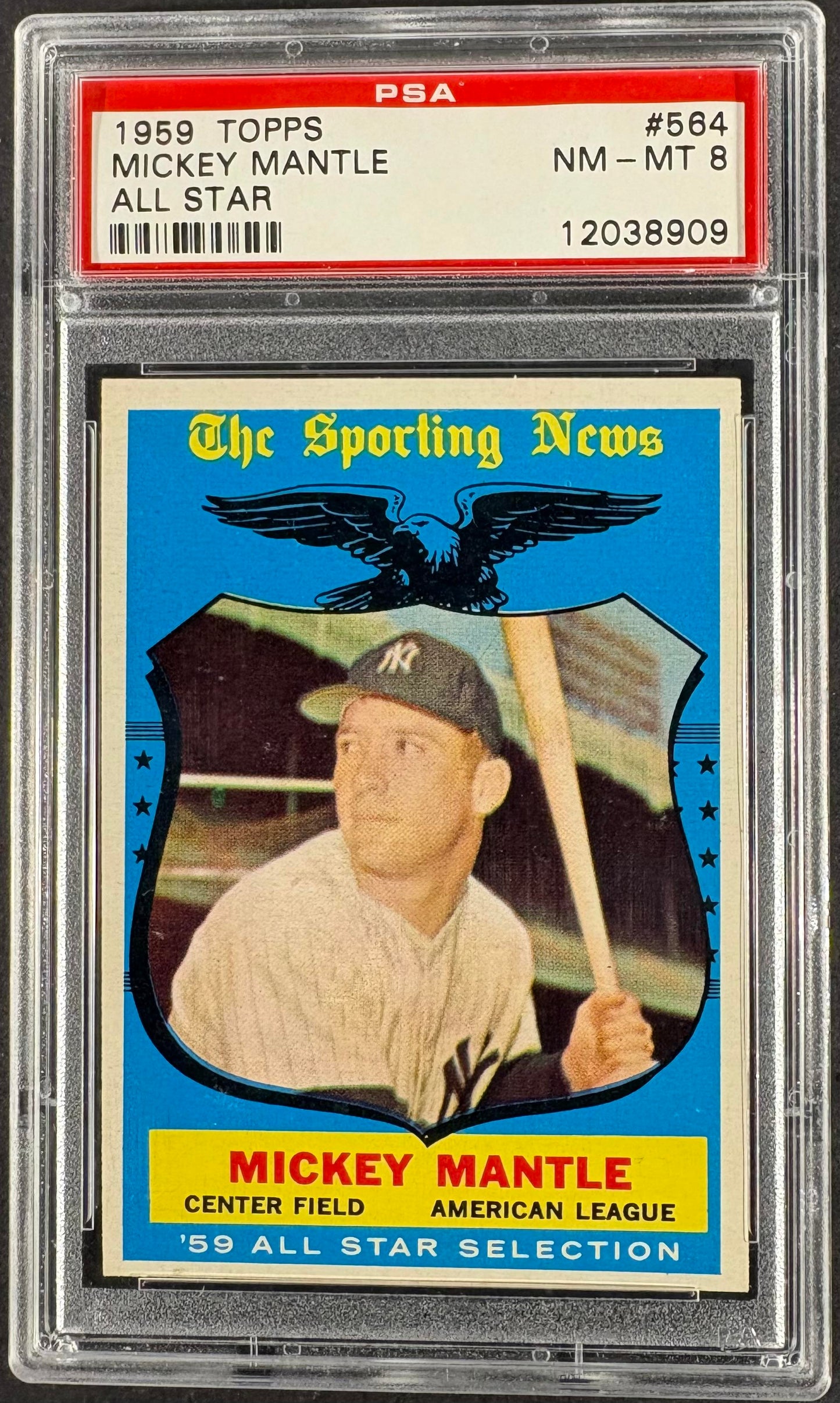 1959 Topps #564 Mickey Mantle All Star PSA 8 NM-MT High Grade