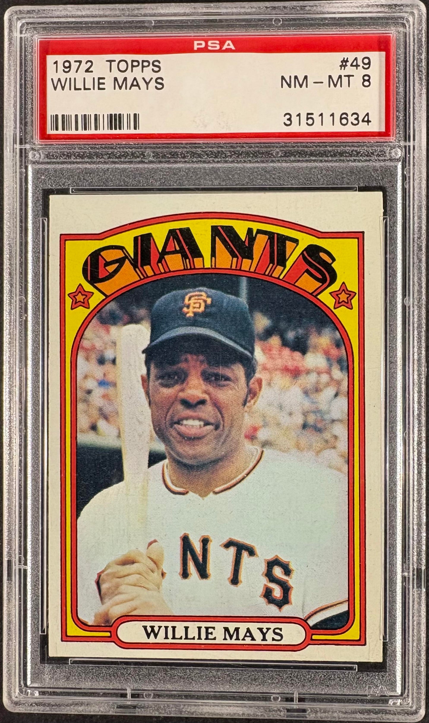 1972 Topps #49 Willie Mays PSA 8 NM-MT