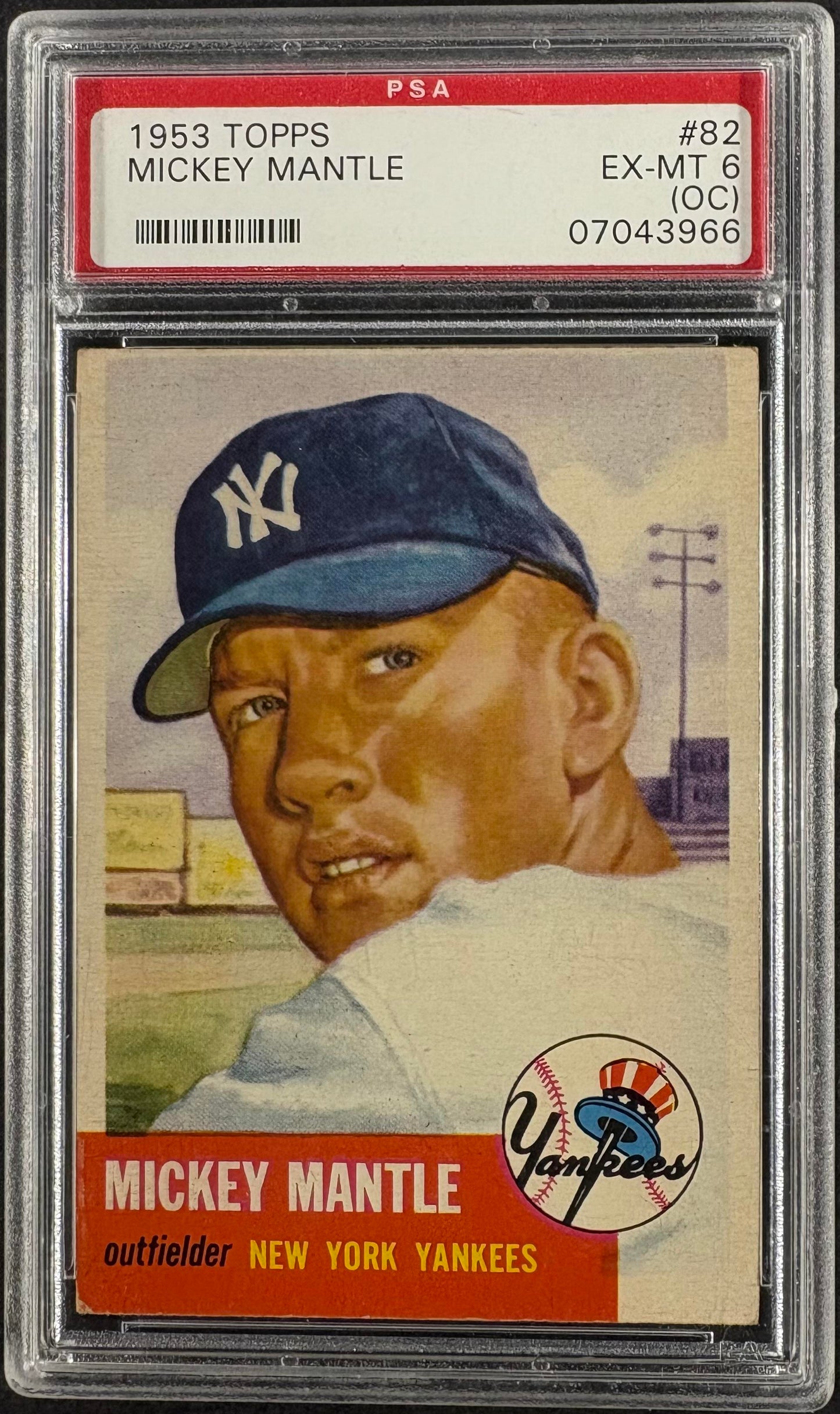 1953 Topps #82 Mickey Mantle PSA 6 oc Nice Color