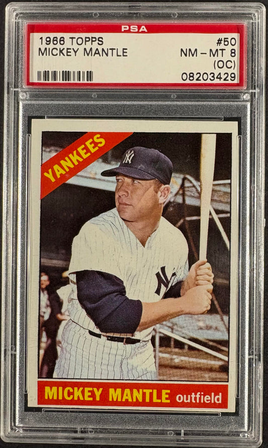 1966 Topps #50 Mickey Mantle PSA 8 oc