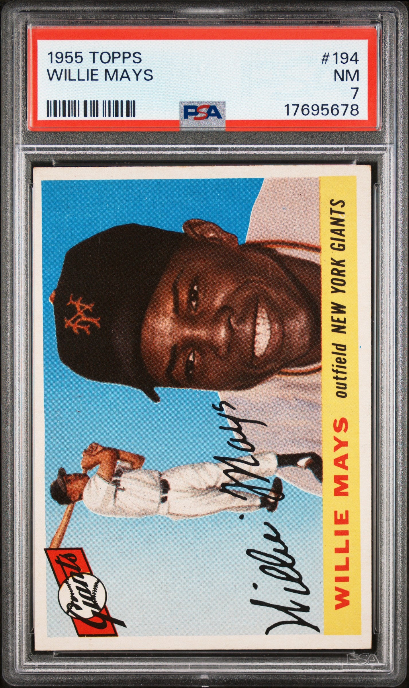 1955 Topps #194 Willie Mays PSA 7 NM Near Mint
