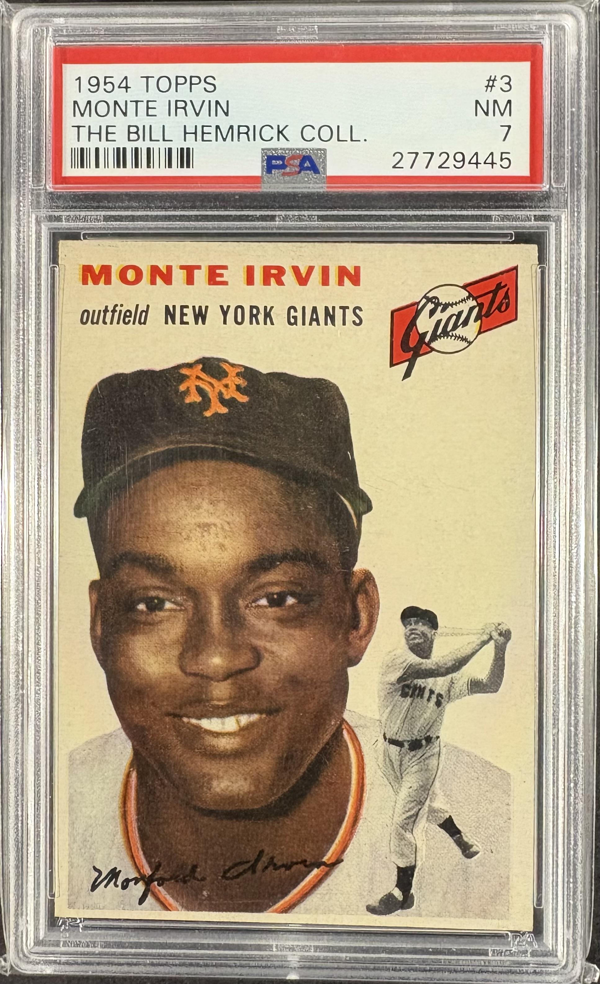 1954 Topps #3 Monte Irvin PSA 7 NM Bill Hemrick Collection New Label