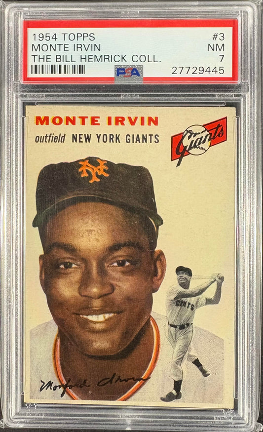 1954 Topps #3 Monte Irvin PSA 7 NM Bill Hemrick Collection New Label