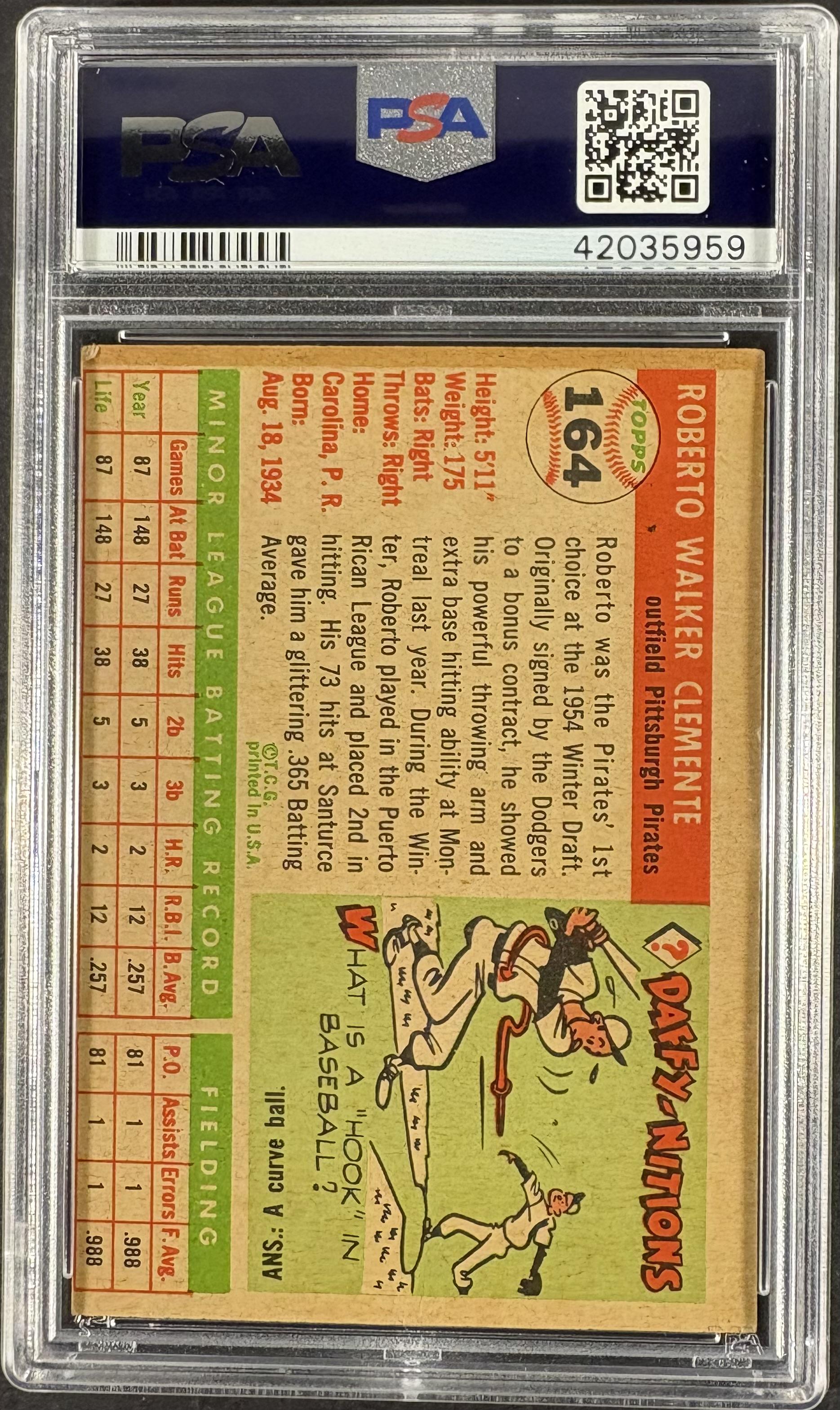 1955 Topps #164 Roberto Clemente RC Rookie PSA 5 mc New Label