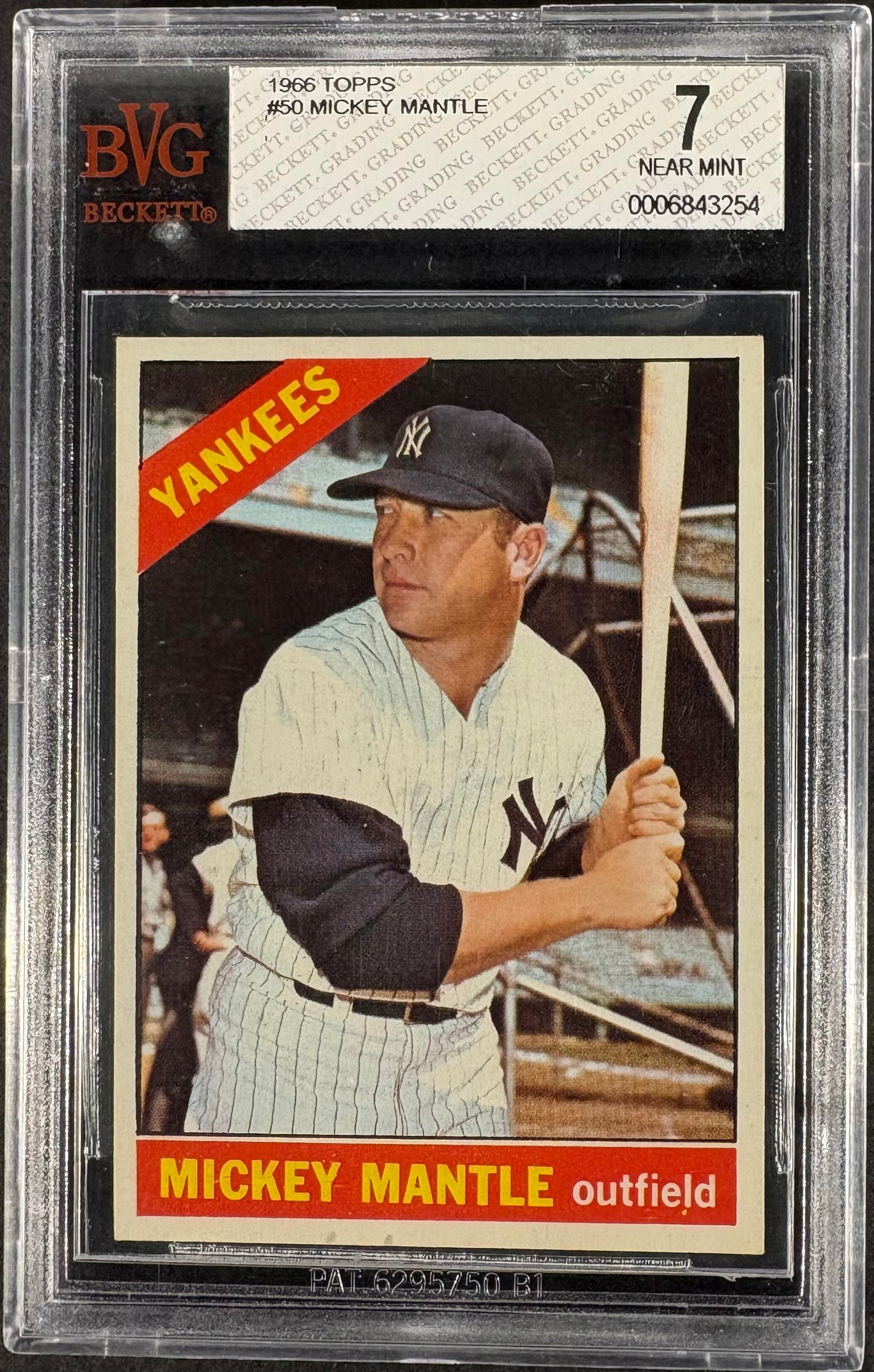 1966 Topps #50 Mickey Mantle BVG 7 NM Near Mint Well Centered