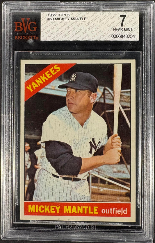 1966 Topps #50 Mickey Mantle BVG 7 NM Near Mint Well Centered