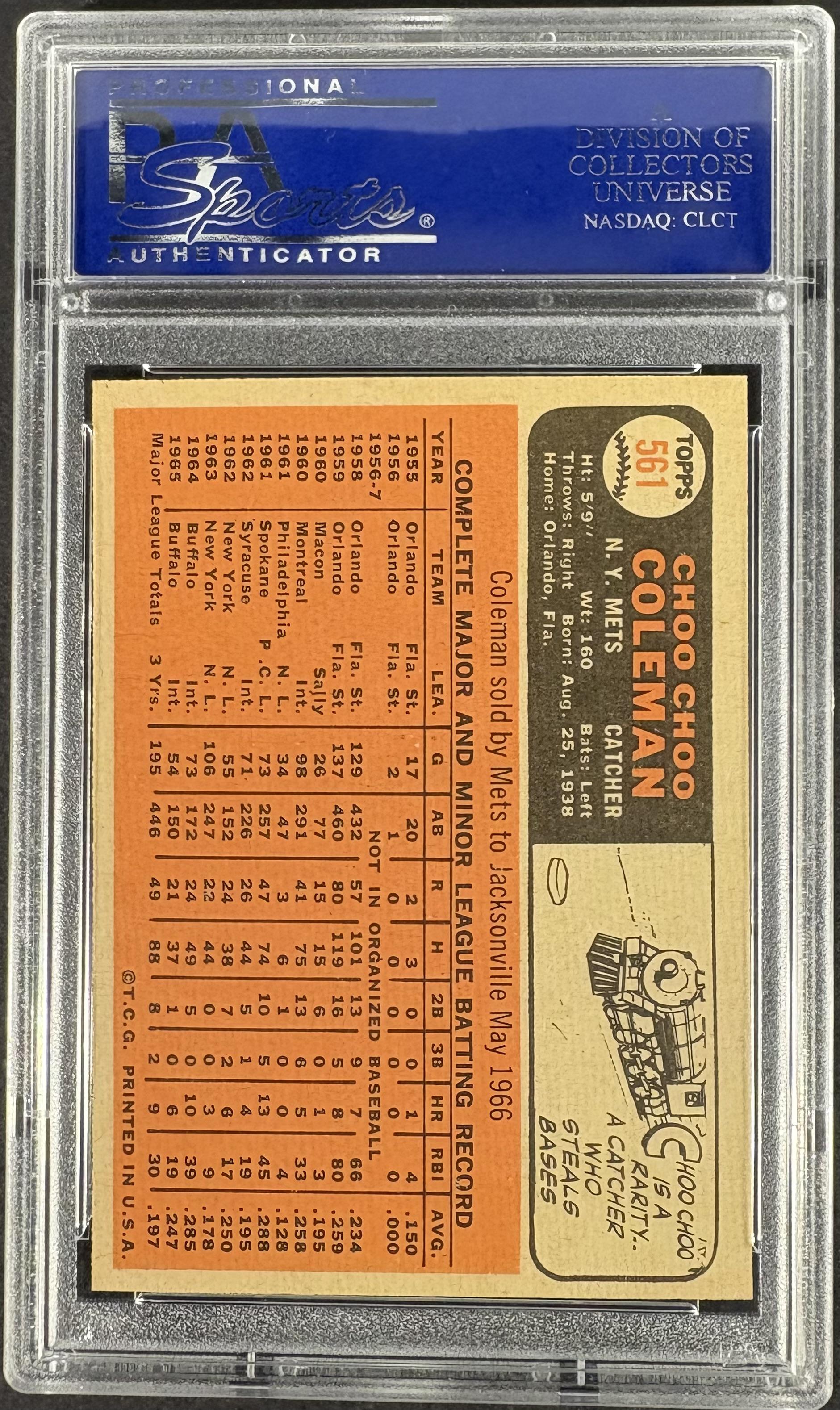 1966 Topps #561 Choo Choo Coleman PSA 8 NM-MT High Grade