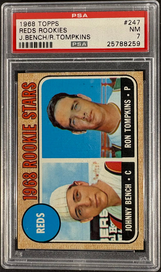 1968 Topps #247 Johnny Bench RC Rookie PSA 7 NM Near Mint