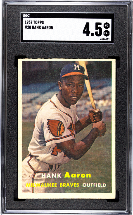 1957 Topps #20 Hank Aaron SGC 4.5 VG-EX+
