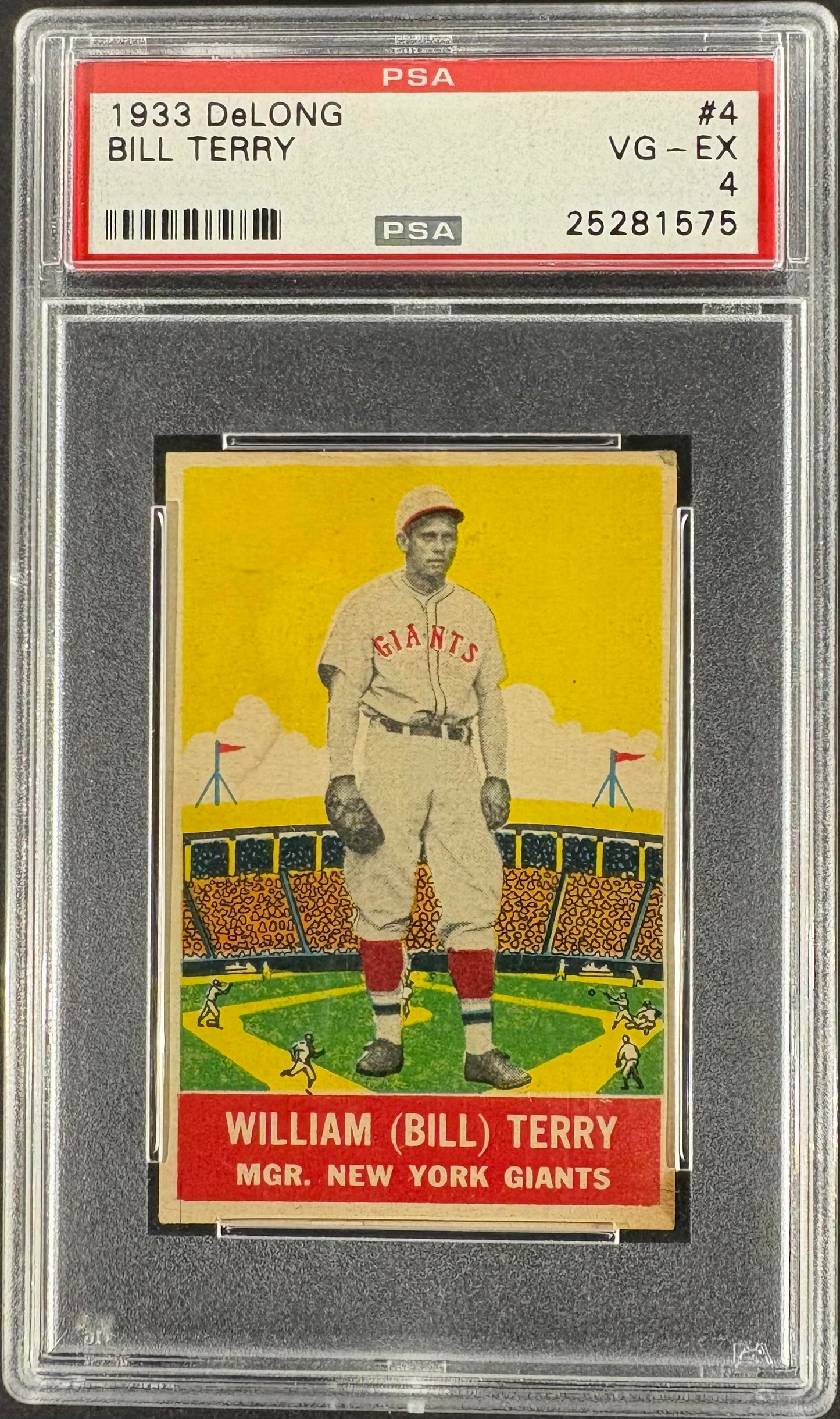 1933 DeLong Gum (R333) #4 Bill Terry PSA 4 VG-EX