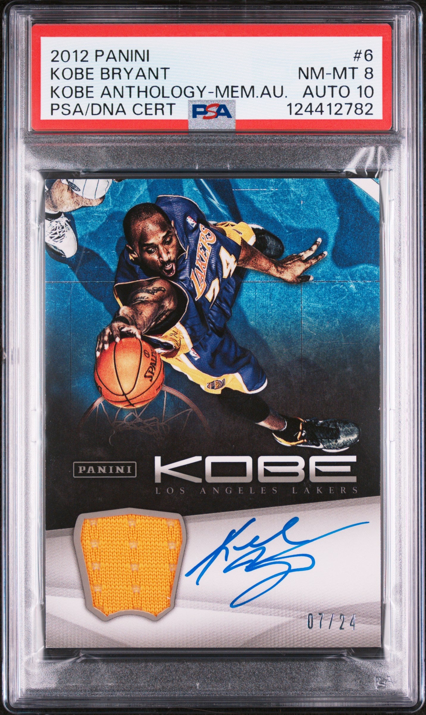 2012 Panini Anthology #6 Kobe Bryant PSA 8 / 10 Patch AUTO /24 POP 1 NONE HIGHER