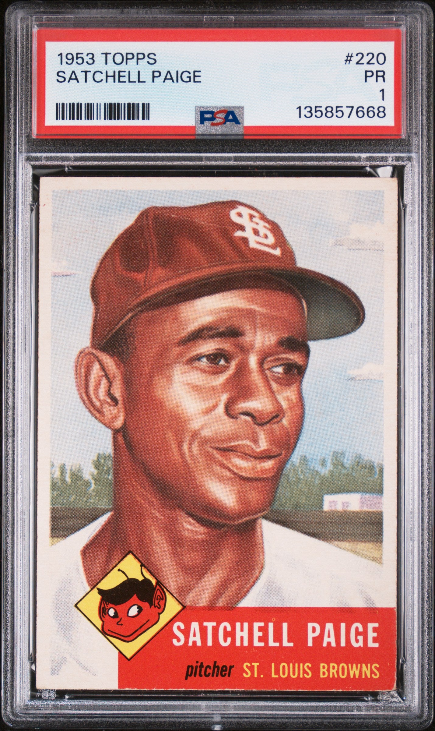1953 Topps #220 Satchell Satchel Paige PSA 1 STUNNING EYE APPEAL New Label