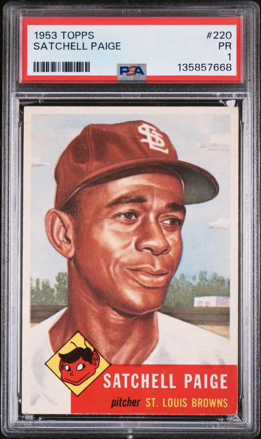 1953 Topps #220 Satchell Satchel Paige PSA 1 STUNNING EYE APPEAL New Label